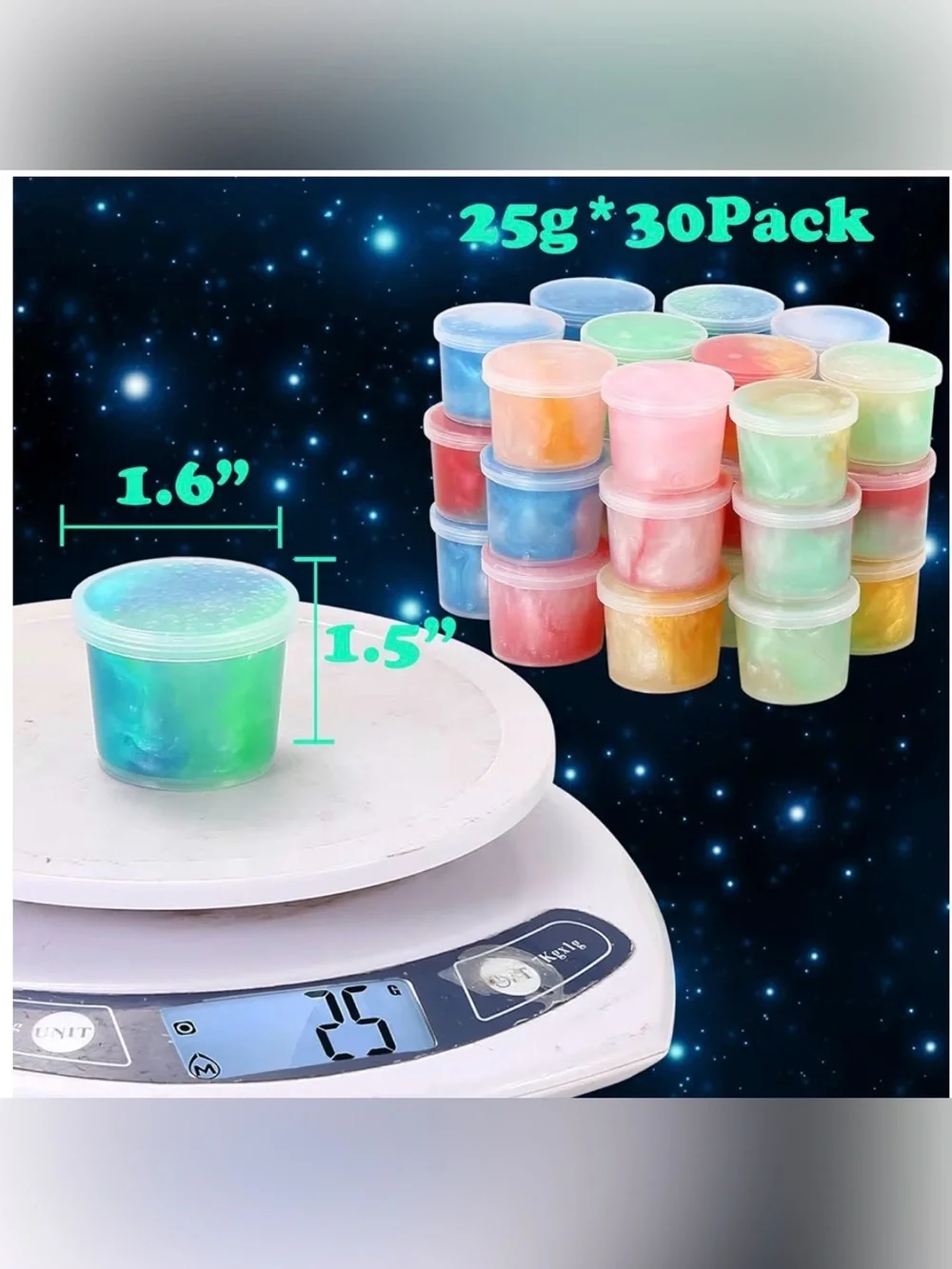 Galaxy Slime Party Favors 30 Pack, Stretchy, Non-Sticky, Non-Mess Party Favors